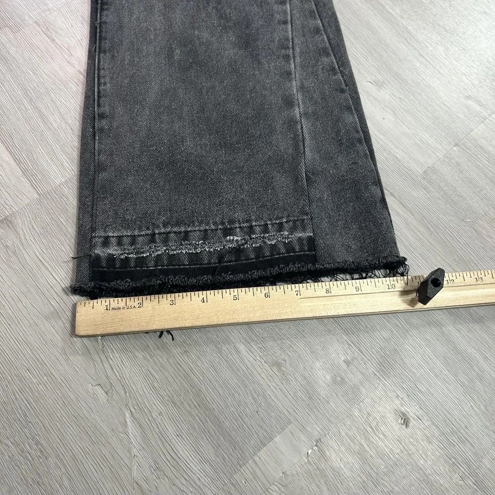 Mnml Jeans Mens 42x34 Gray Relaxed Straight Fringe Hem Denim Dark Wash Pants